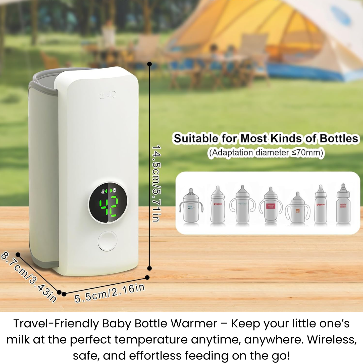 Portable Baby Bottle Warmer - Perfect for Travel, Night Feeds or Outings.